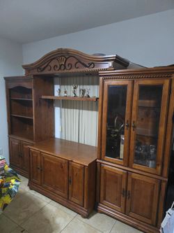 Large 3-Piece Wood China Cabinet/Display Hutch-117 Wide