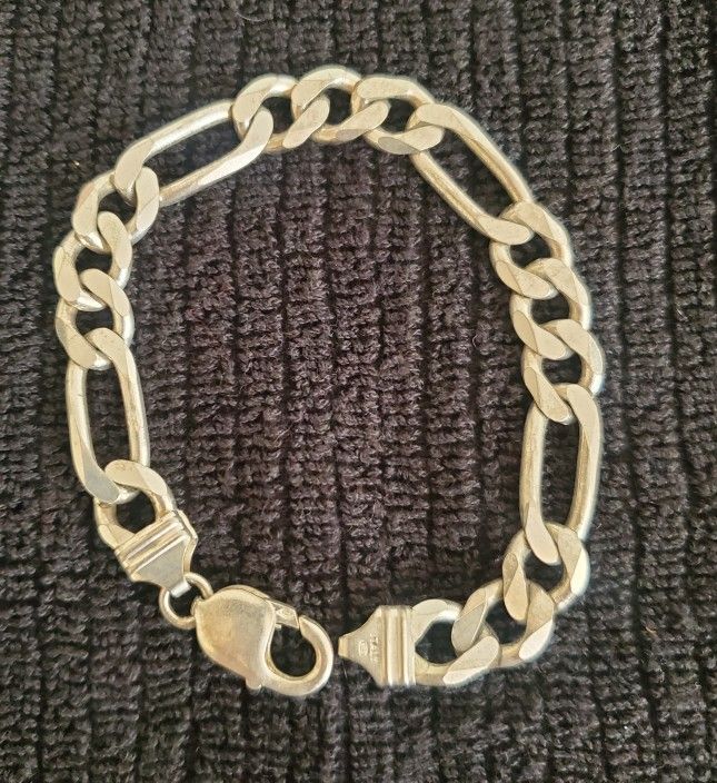 VINTAGE STERLING SILVER MEN'S LINK CHAIN STYLISH  BRACELET 