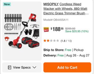 3 Cordless weed wacker with wheels 3 in 1 ($175)