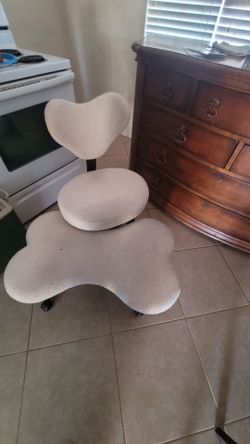 Boucle Rolling Chair with Heart-Shaped Back