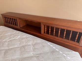King Ethan Allen maple headboard and mattress