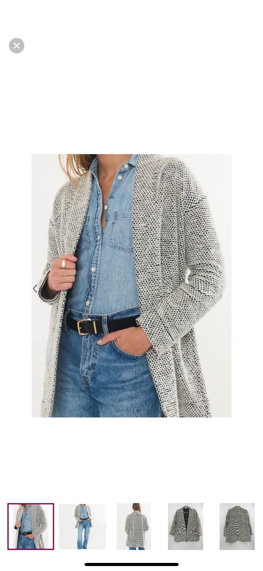 Marine Layer Birdseye Open Cardigan w/ Pockets - Size Medium