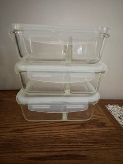 Set of 3 Glass Meal Prep Containers with Lids