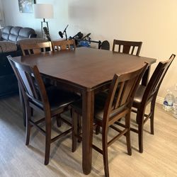 Counter Height Dining Table With 6 Chairs 