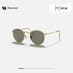 Raybans 3447 Unisex Gold Metal Round Sunglasses Polarized 