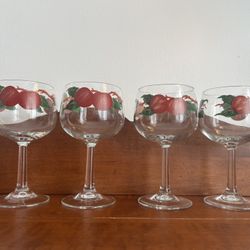 Set of 4 Franciscan Apple Wine Glasses about 6.5” x 3.25”