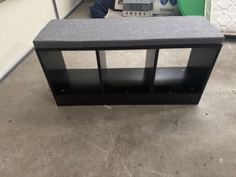 Brown and gray fabric bench