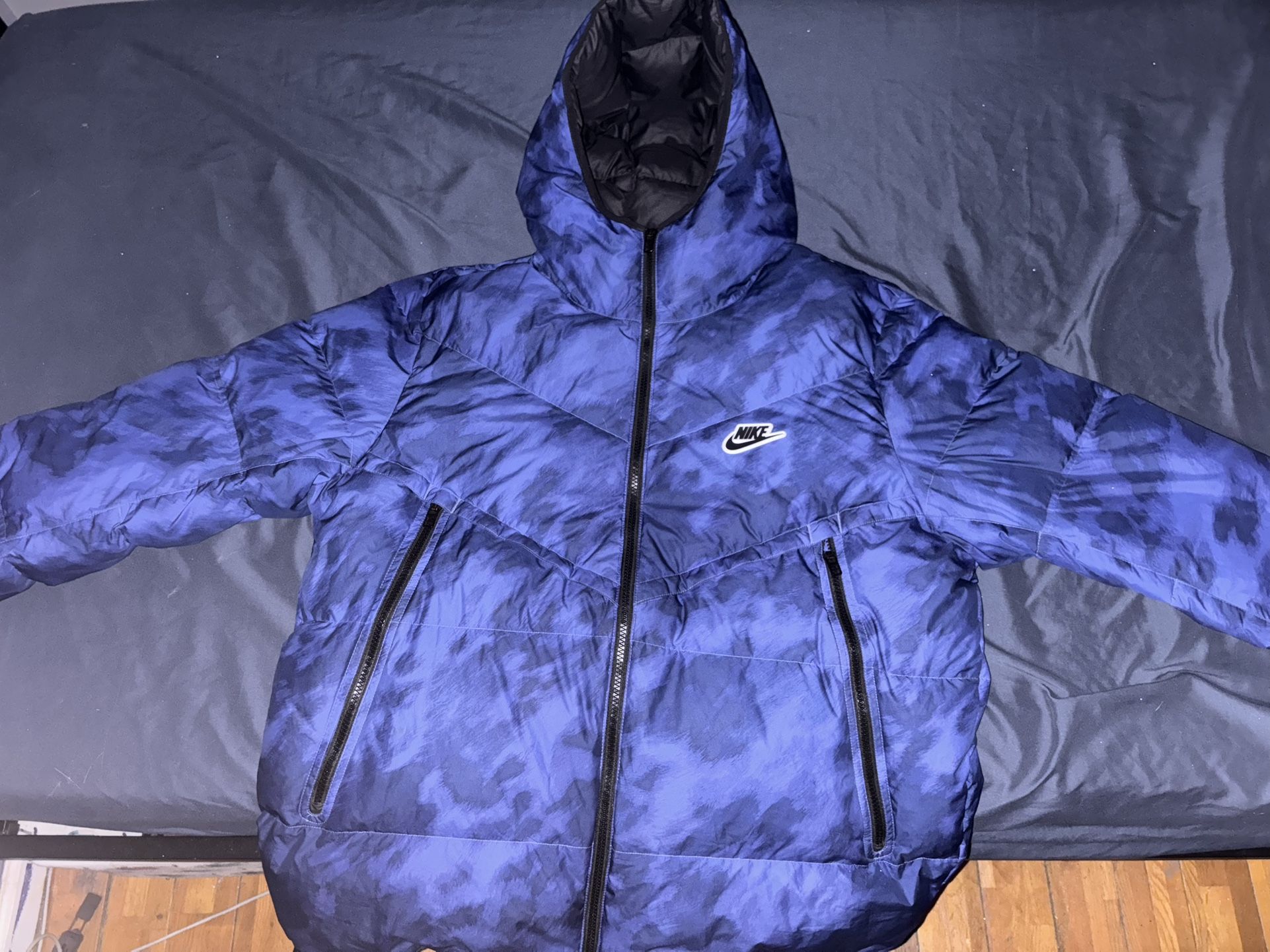 Blue Nike Camo Puffer Coat Sz Xl