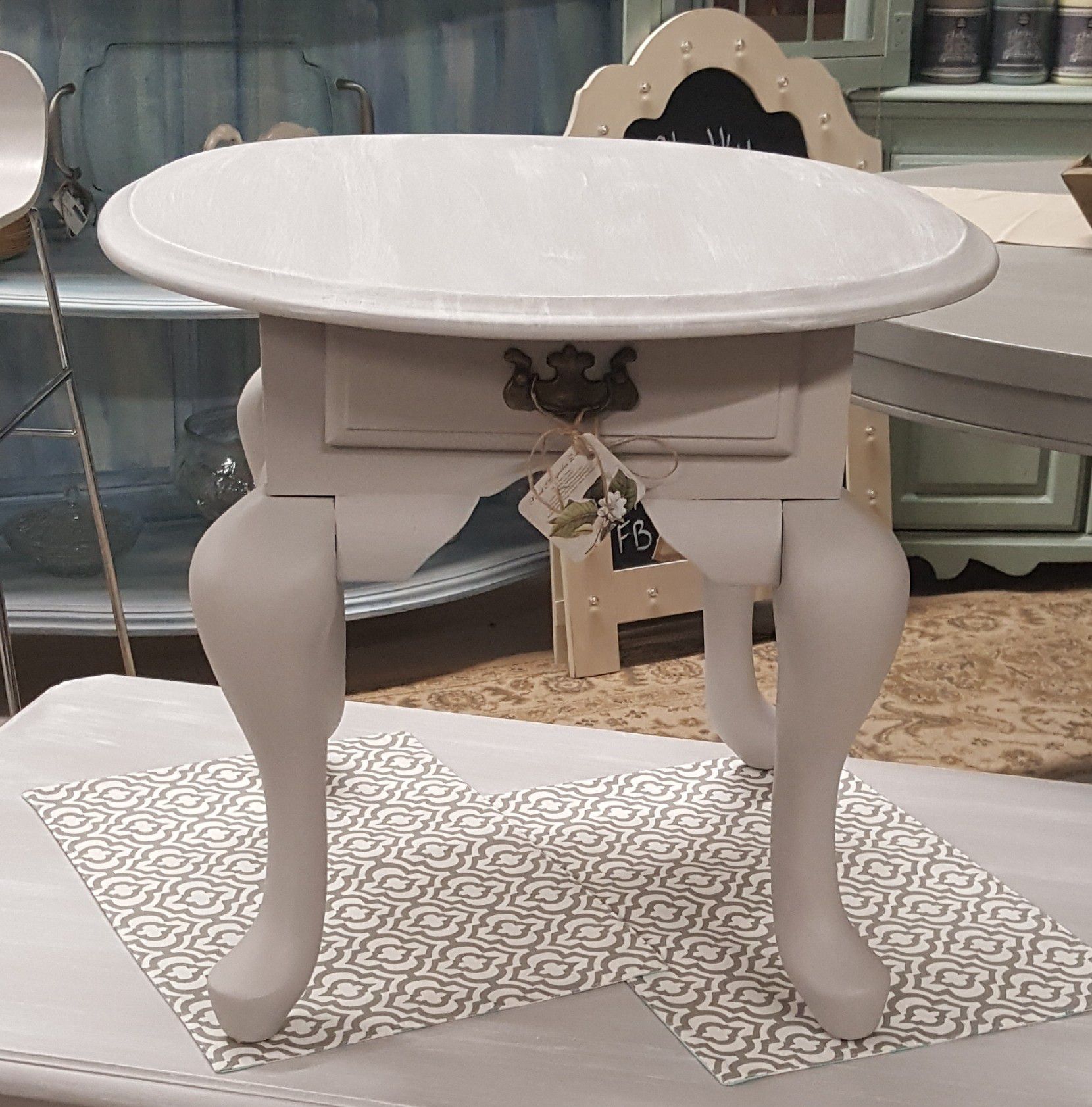 End table with white washed top