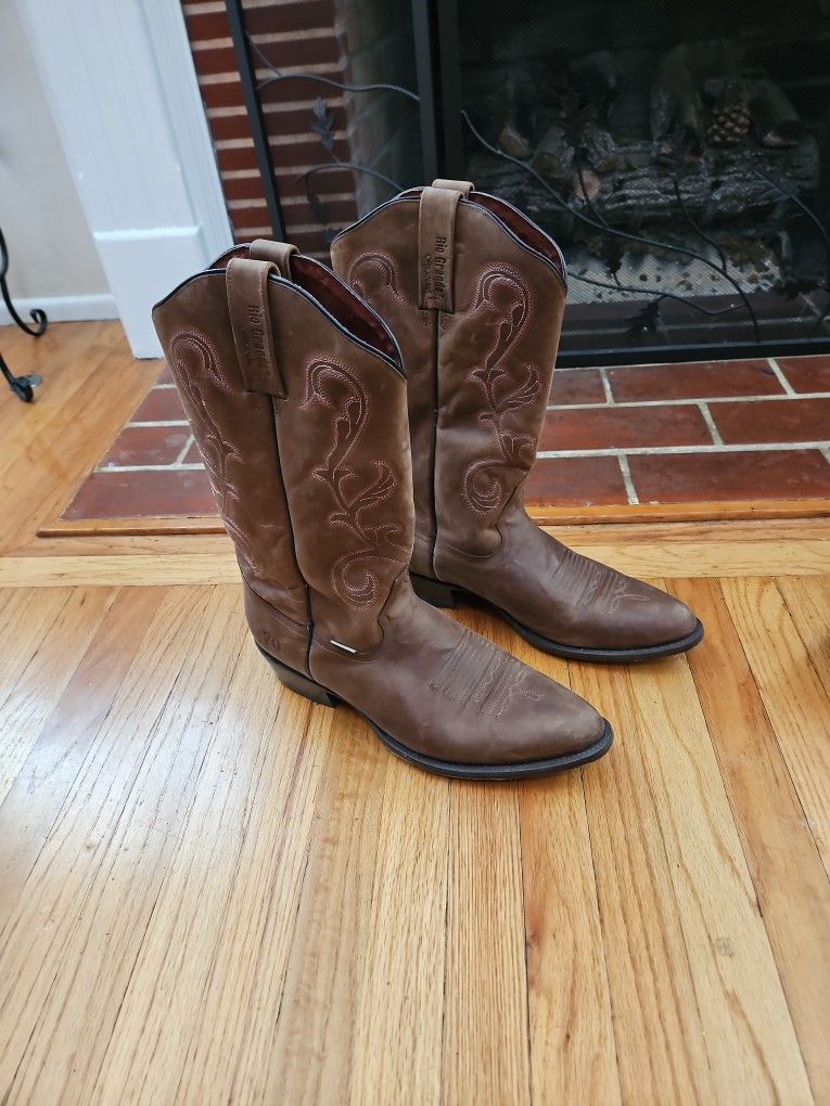 Brown Rio Grande Leather Mens Cowboy Boots