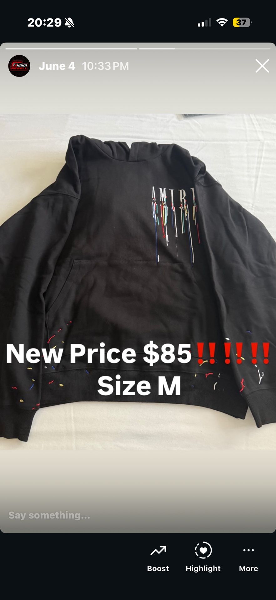 Amiri Hoodie Size M