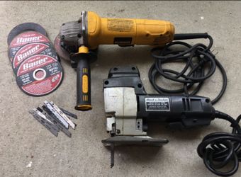 DEWALT Angle Grinder and BLACK AND DECKER Jigsaw