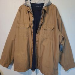 Cotton Canvas Coat w/ Built in Hoodie XL 46-48 New 