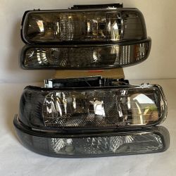 LA Zona Auto Parts 1999 to 2002 Chevrolet Silverado Tahoe Suburban Smoked Headlights Luces Micas Calaveras Ahumadas  