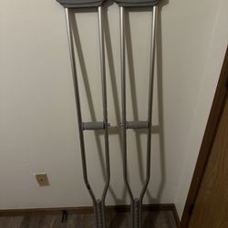 Gray Adjustable Crutches