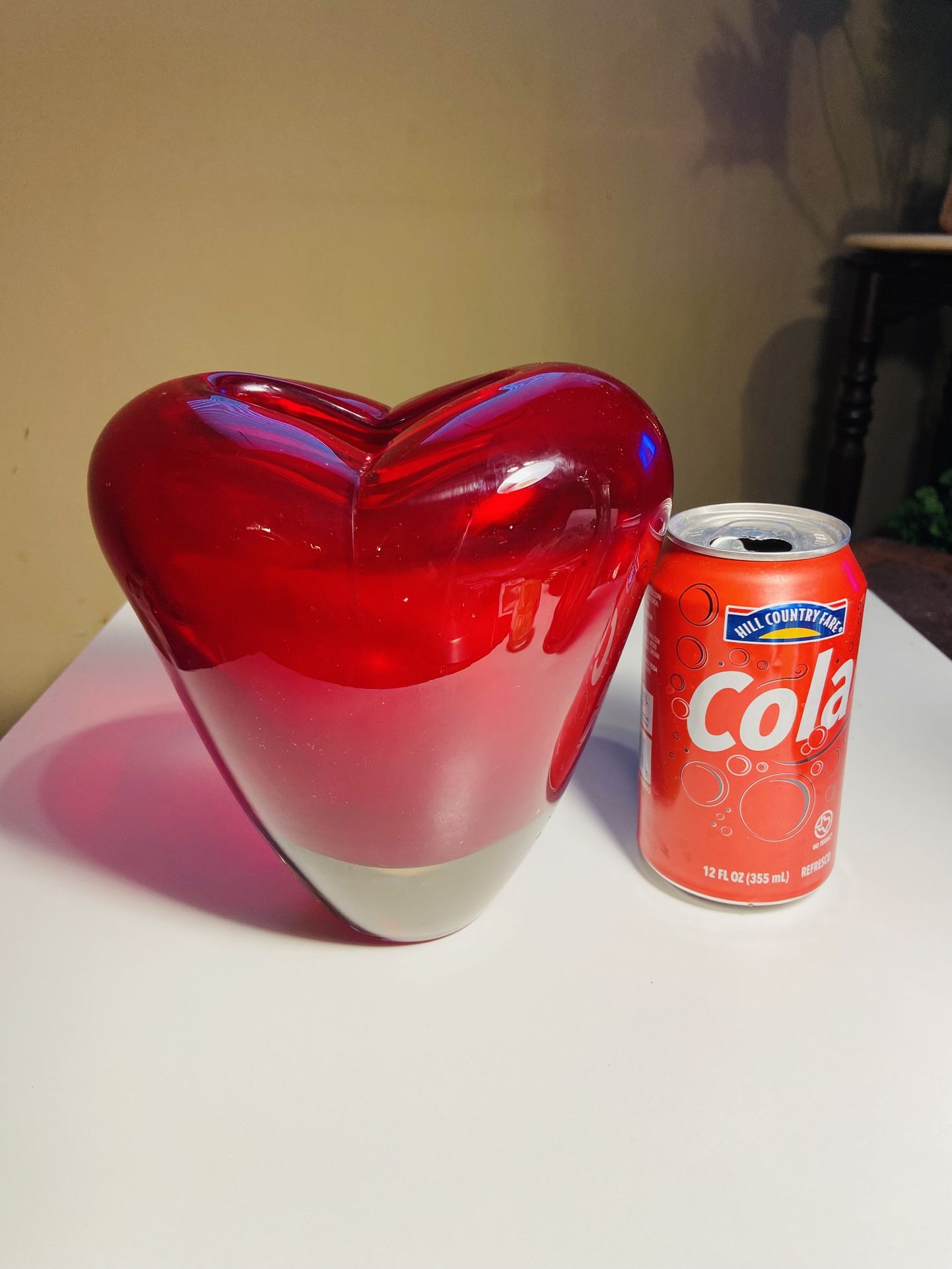 🎄Beautiful Vintage Heavy Large 7”x 6 1/2” Iconic Murano Salviati, Maria Christina Hamel, Heart Shaped Glass Vase. A Great Gift