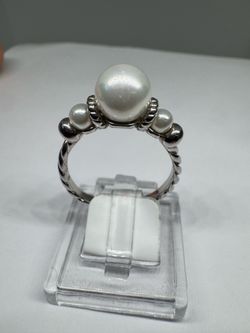 925 Sterling Silver Pearl Ring Size 6 Elegant Classic Women’s Jewelry New