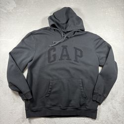 Gap  Hoodie Men’s Size XL Black Y2K Spellout Logo Sweatshirt Grunge #1274