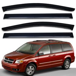 Lightronic WV94251 Tape-On Side Window Visor Deflector Rain Guard, Dark Smoke Shatterproof, 4 PCS Set For 2008-2018 Dodge Grand Caravan & For 2008-201