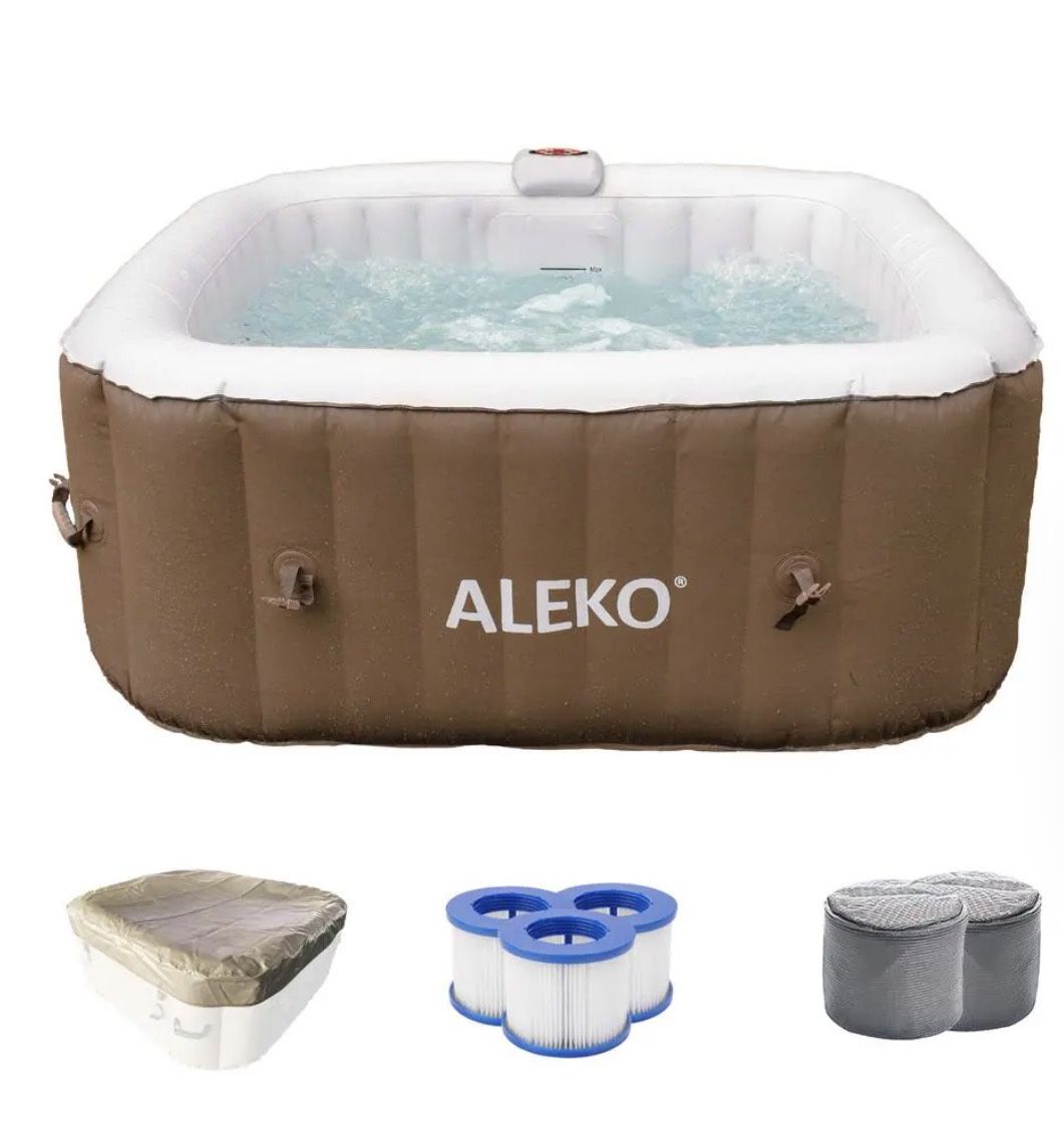 ALEKO - 4-Person 120-Jet 120 V Inflatable Hot Tub with Filters and Cover