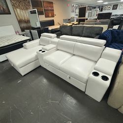 SLEEPER SOFA WITH ADJ HEADREST, CUP HOLDERS AND A CHAISE ON MASSIVE LIQUIDATION SALE STORE CLOSING ONLY$1299