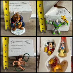 6 Disney Grolier Christmas Ornaments Buzz Beast Snow White Tarzan Mickey Simba $45 for All xox