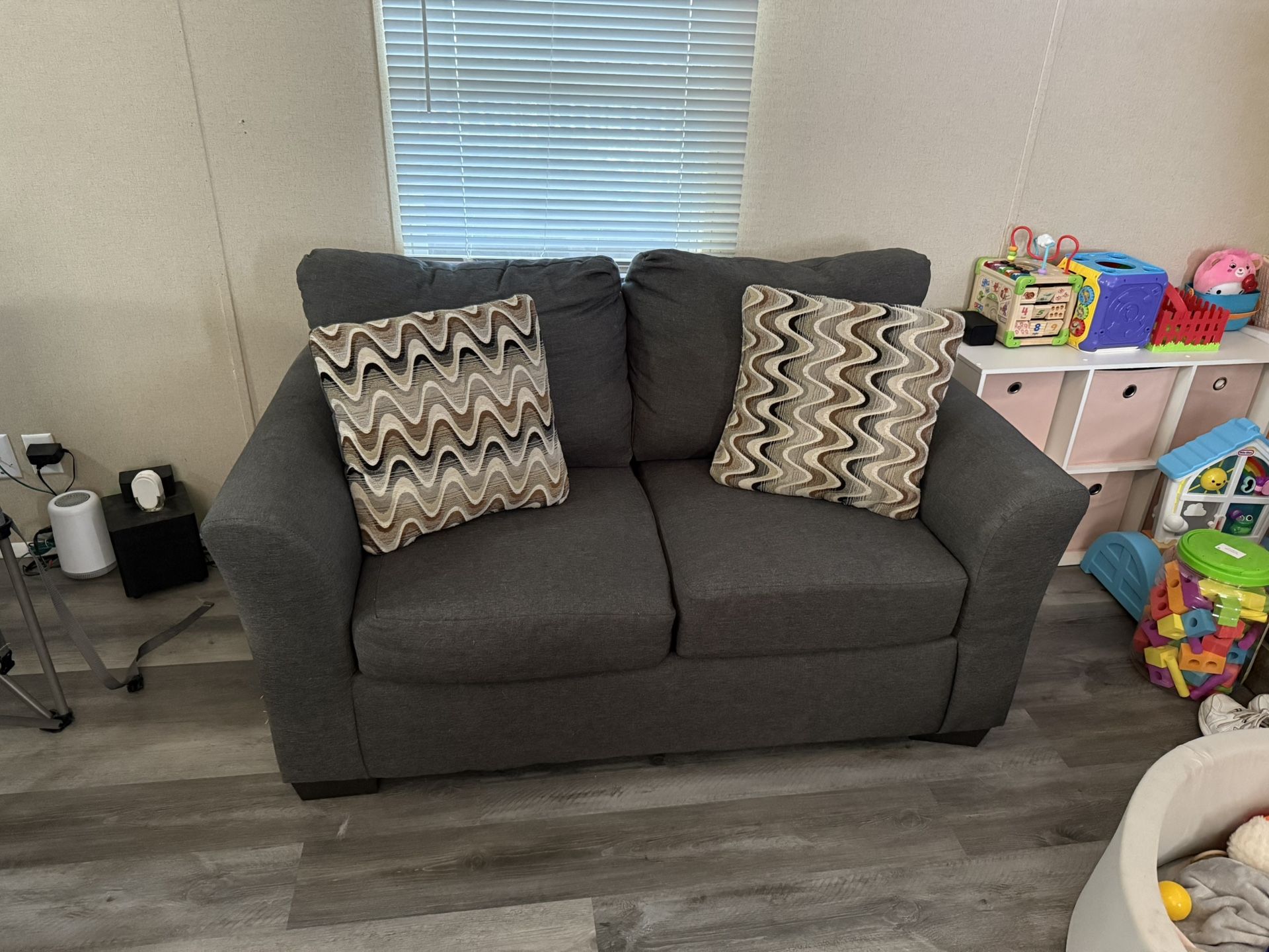 2pc Dark Gray Sofa