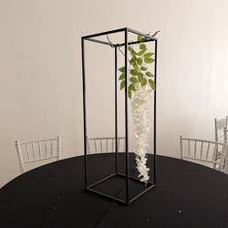 2-Pack Rectangular Matte Black Metal Wedding Flower Stand 40" Geometric Column Frame - Statement Flo