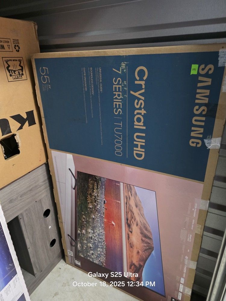 2  55" Samsung TVs; 

1 Samsung Curved TV. Used 1 year. In box after.

1 Crystal UHD 7 Series
