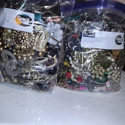 TWO BIG ZIP LOCKS FULL OF MISC JEWELRY SEE ALL PICS SELLING TOGETHER