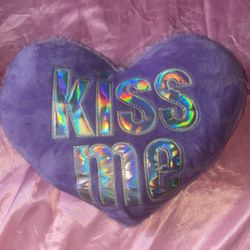 “Kiss Me” Fluffy Heart Shaped Pillow
