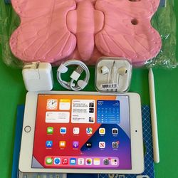 Apple iPad mini 5 (5th Generation/7.9” retina/ latest IOS 18/ 2019 Model ) 64GB with pen,  kids case  & Accessories (256GB $329) 