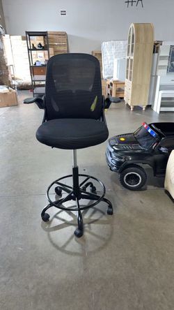 Primy Drafting Chair Tall Office Chair with Flip-up Armrests Executive Ergonomic Computer Standing Desk Chair with Lumbar Support and Adjustable Footr