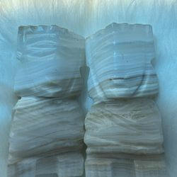 Vintage Carved Aztec Mayan Tiki Bookends Onyx Set of 2  Stone Statue Sculptures