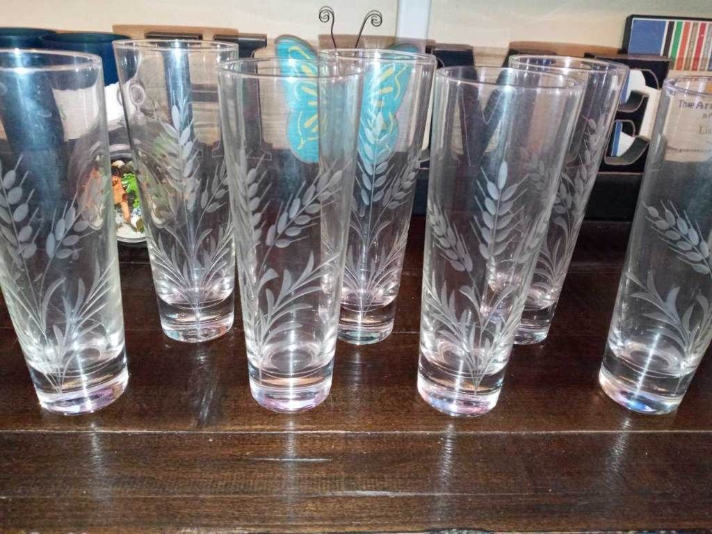 8 Etched Drinking Glasses