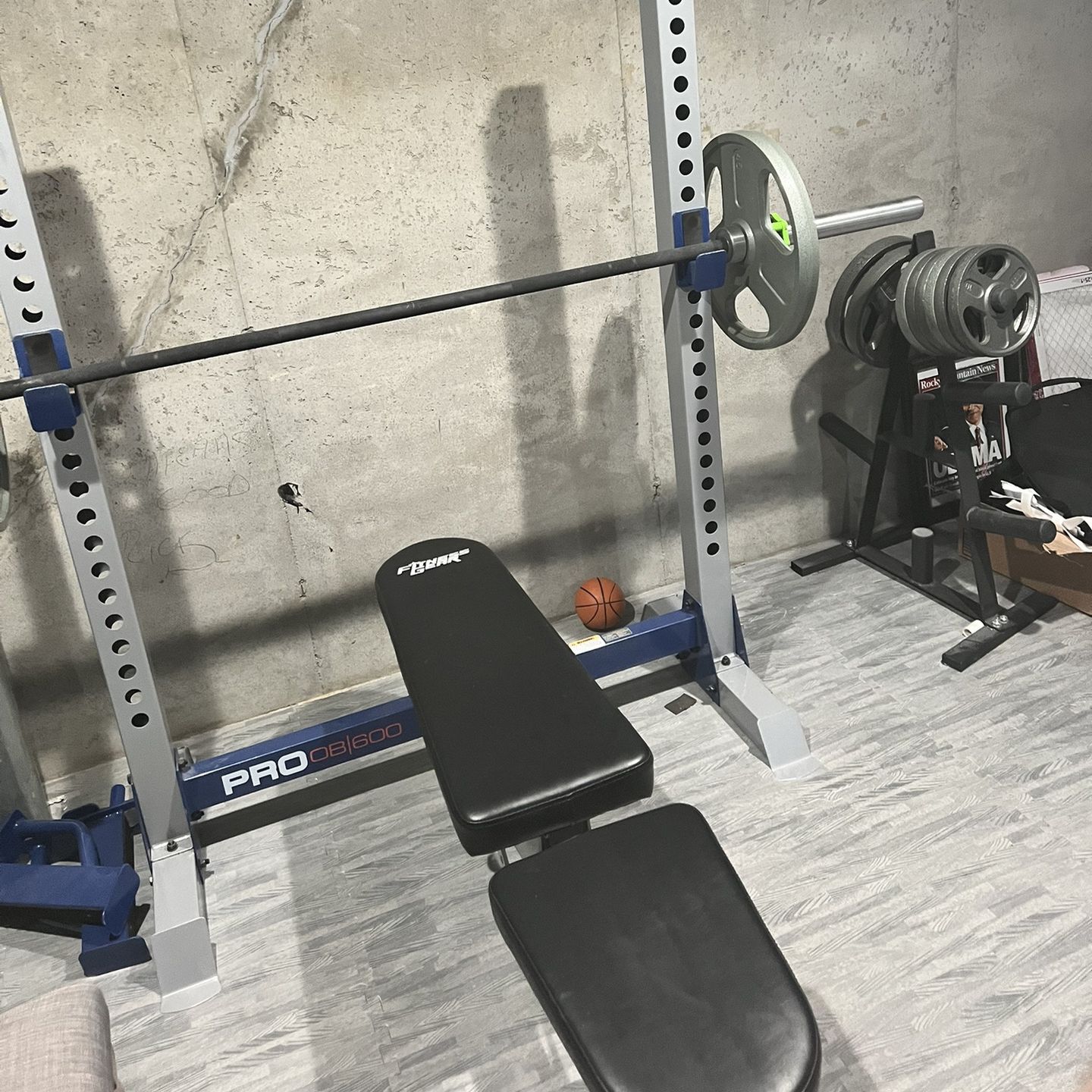 Weight Bench, Bar And Weights 