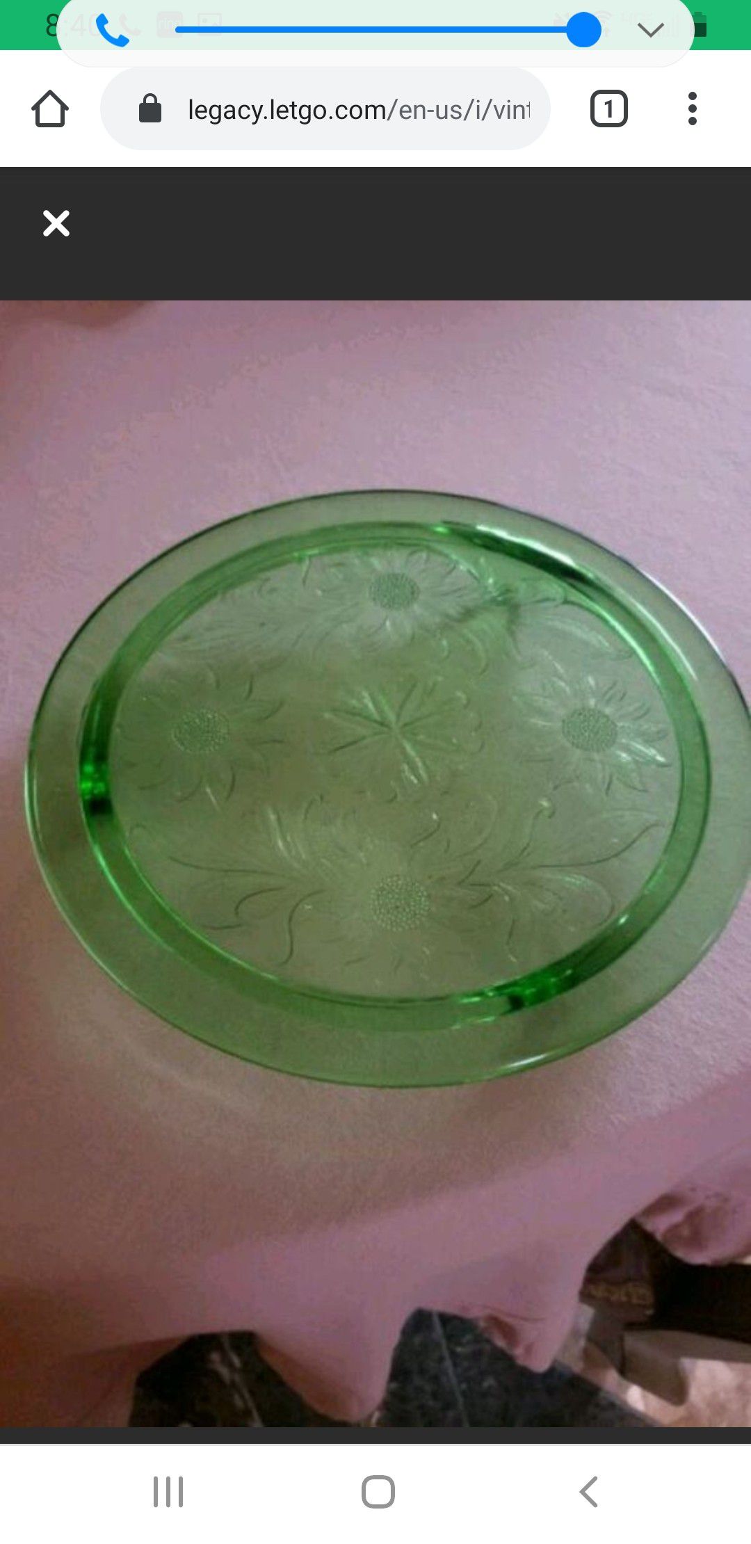 Vintage glass green platform platter
