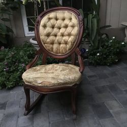 ROCKER - YELLOW BROCADE UPHOLSTERY 
