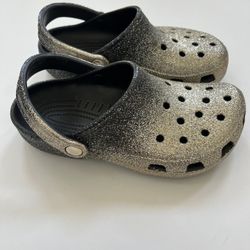 Black And Gold Glitter Crocs Women’s Size 6 