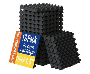 12 pack 1.5"×12"×12" sound proofing egg crate foam pad black color