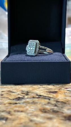 NEW 10K WG Natural Diamond Layered Ring