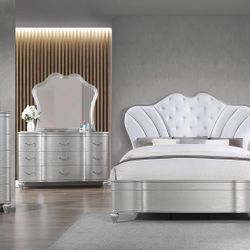 New 5 Pcs Silver Queen Bedroom Set Landmark 