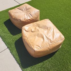 Boho Faux Leather Ottomans 