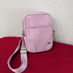 LACOSTE  Pink/Rose Classic Shoulder Messenger Slang Bag small with adjustable strap 