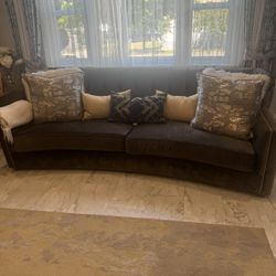 2 Beautiful Grey Tuffed Velvet Sofas