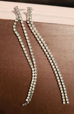 Long Crystal Rhinestone Drop Earrings