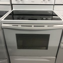 White 5 Burner Glass Top Stove 