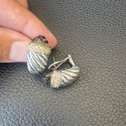 David Yurman Earrings With Diamonds And Gold