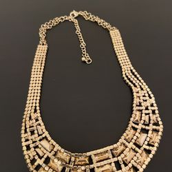 Vintage Rhinestone gold tone necklace/choker