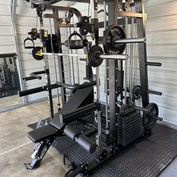 Smith Machine 300 | Adjustable Bench | 245lb Cast Iron Olympic Weights | 7ft Olympic Bar | Fitness | Gym Equipment | FREE DELIVERY/INSTALLTION 🚚 